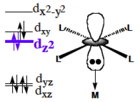 Pt(II)錯体のdz^2軌道の形とエネルギー準位